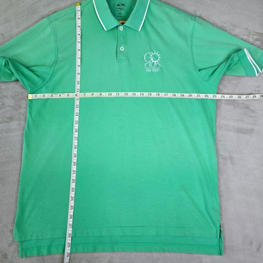 Adidas ClimaLite Mens Size L Golf Polo Shirt Green Cotton F&M Trust Logo - Picture 4 of 10
